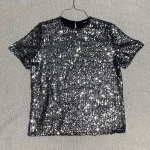 Express silver sequins top